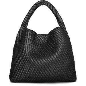 Woven Tote Bag for Women B - Black